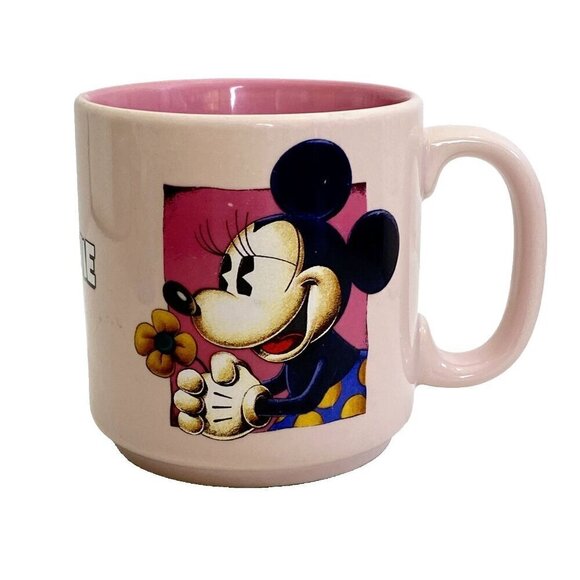 Disney Minnie Mouse Vintage Coffee Cup Mug Light Pink Flower - Picture 1 of 6